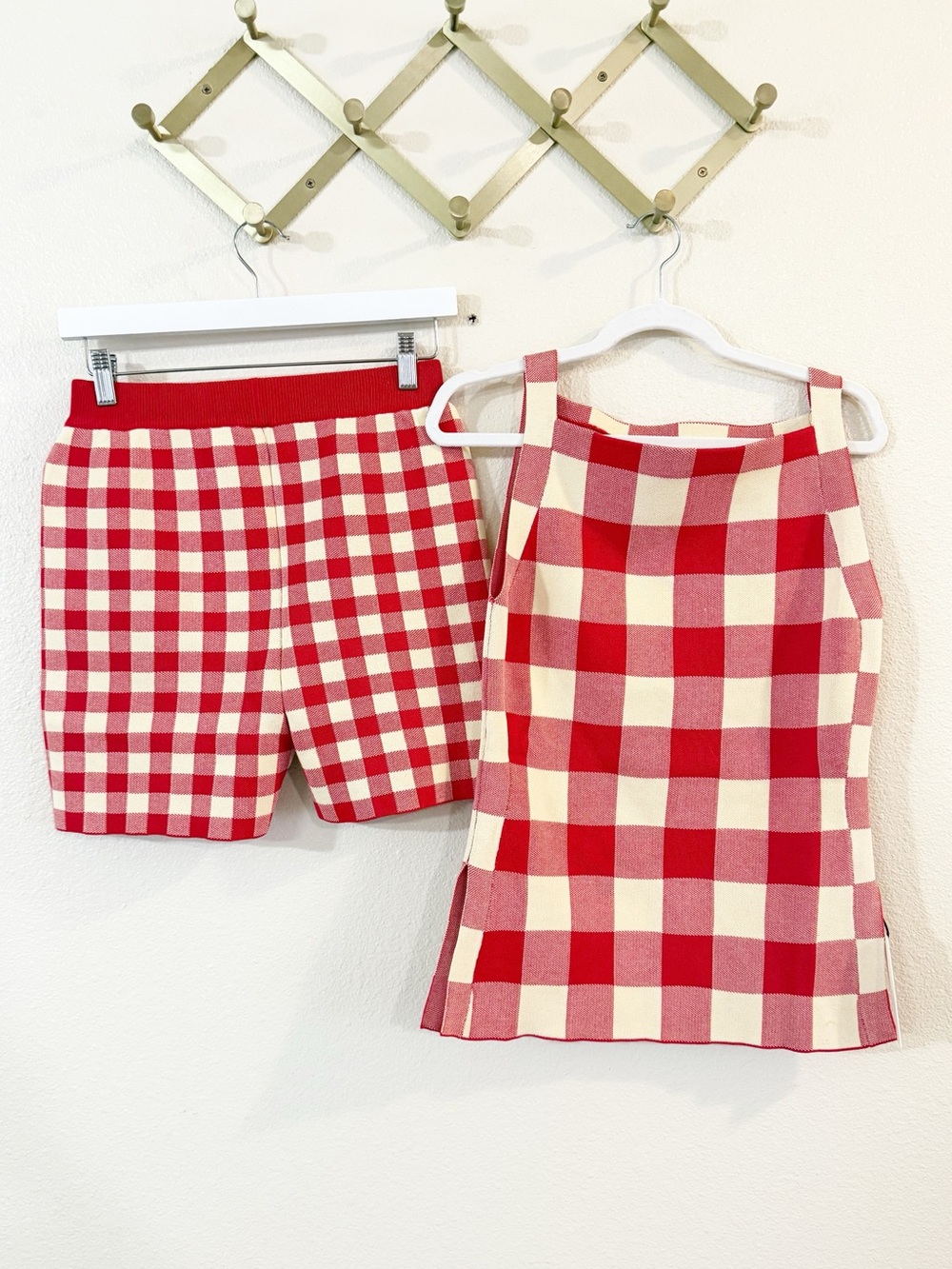 Commense Checkerboard Sleeveless Knit 2 Piece Co-Ord Short Tank Set NEW Medium - Picture 7 of 11